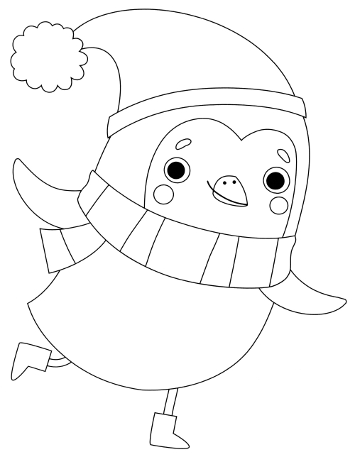 Penguin in scarf coloring page