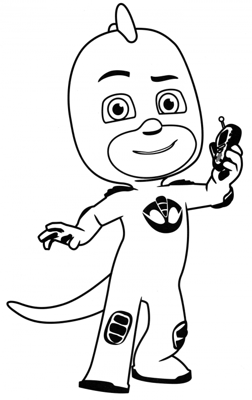 Gekko with a walkie-talkie coloring page