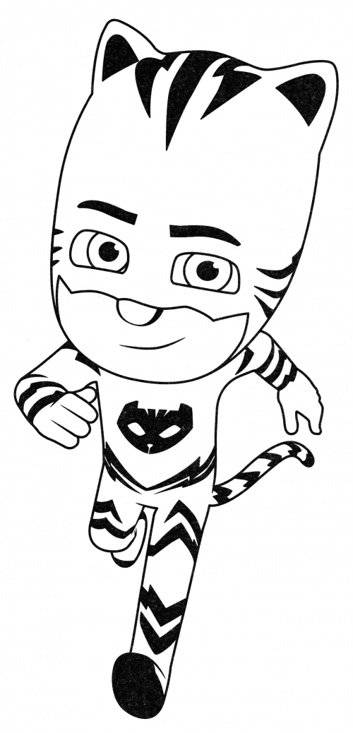 Catboy runs coloring page