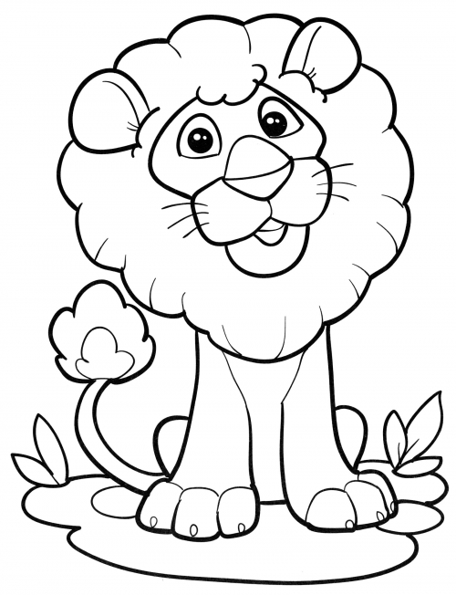 Lion with a beautiful mane coloring page