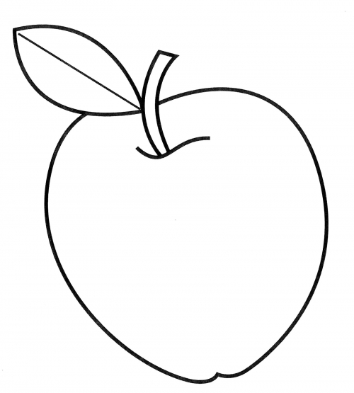 An apple with a leaf coloring page