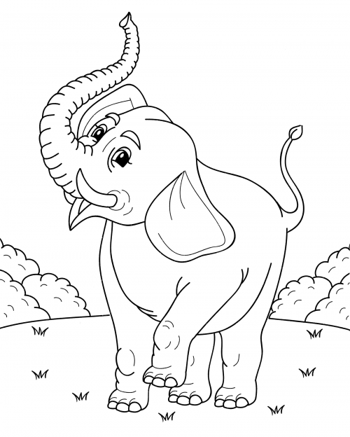 Jolly elephant coloring page