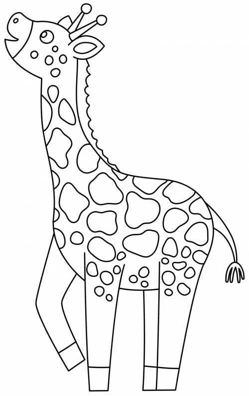 Giraffe looks up coloring page