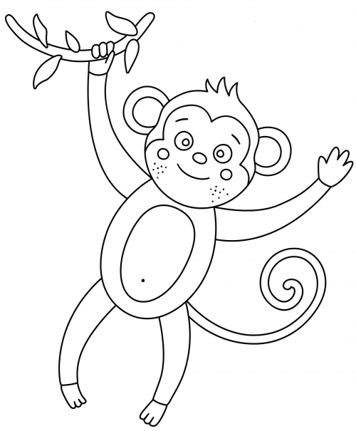 Friendly monkey coloring page