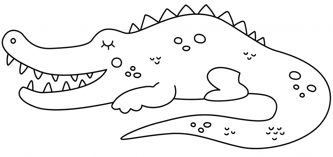 Crocodile napping coloring page