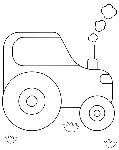 Simple tractor coloring page