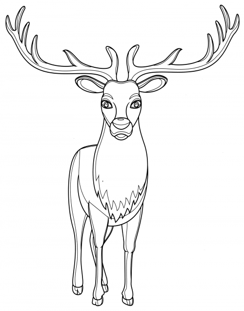 Deer with beautiful antlers coloring page