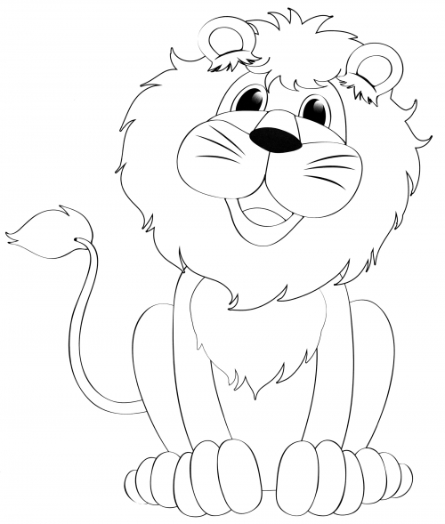 Merry lion coloring page