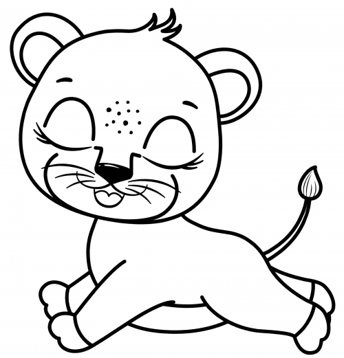 Joyful lion cub coloring page