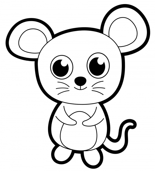 Cute mouse coloring page