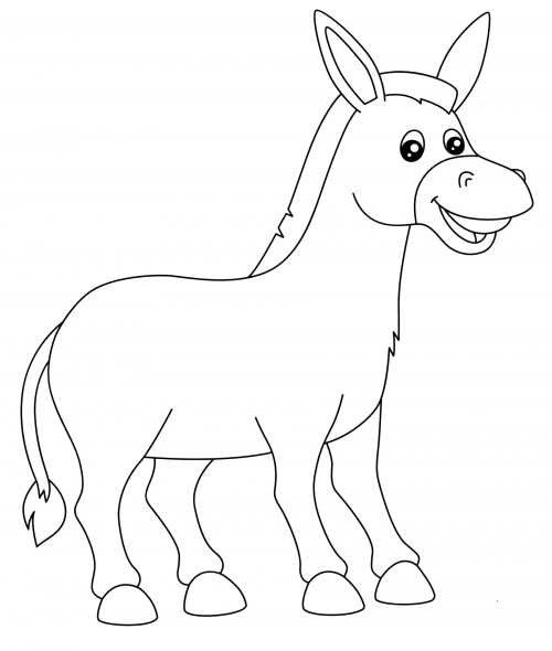 Cheerful donkey coloring page