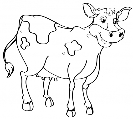 Smiling cow coloring page