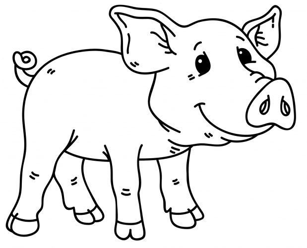 Smiling piglet coloring page