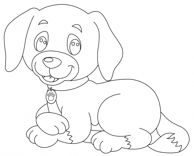 Dog rests coloring page