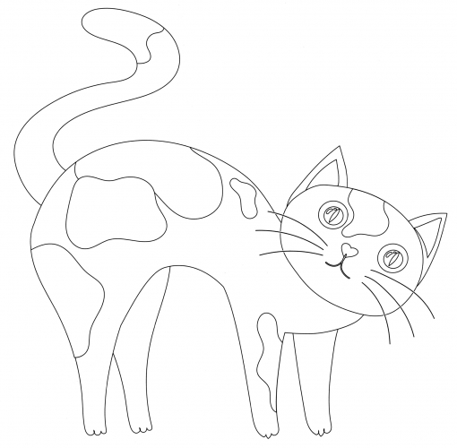 Curved cat coloring page