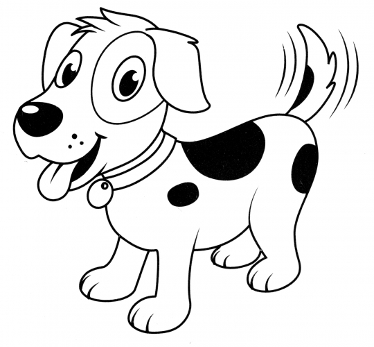 Dog wags its tail coloring page