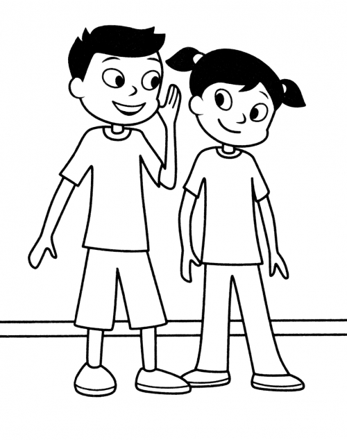 Boy talking to a girl coloring page