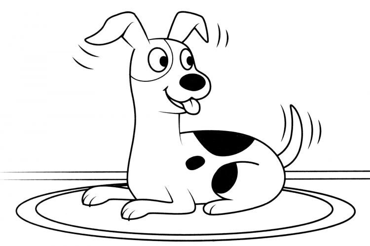 Satisfied doggie coloring page