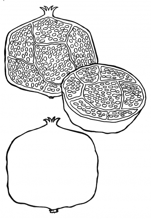 Juicy pomegranate coloring page