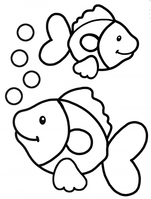 Fish swim coloring page