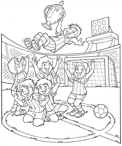 Players with the cup coloring page