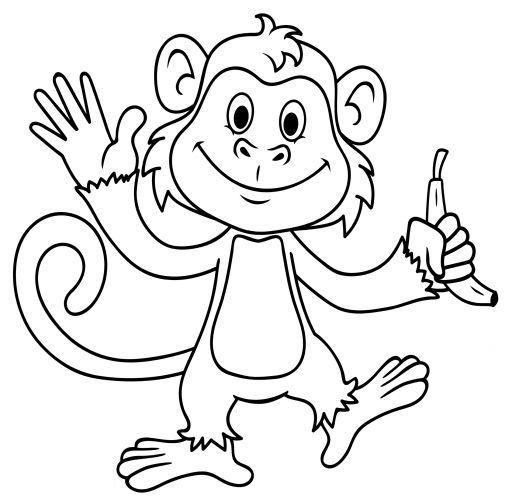 Monkey waves its hand coloring page