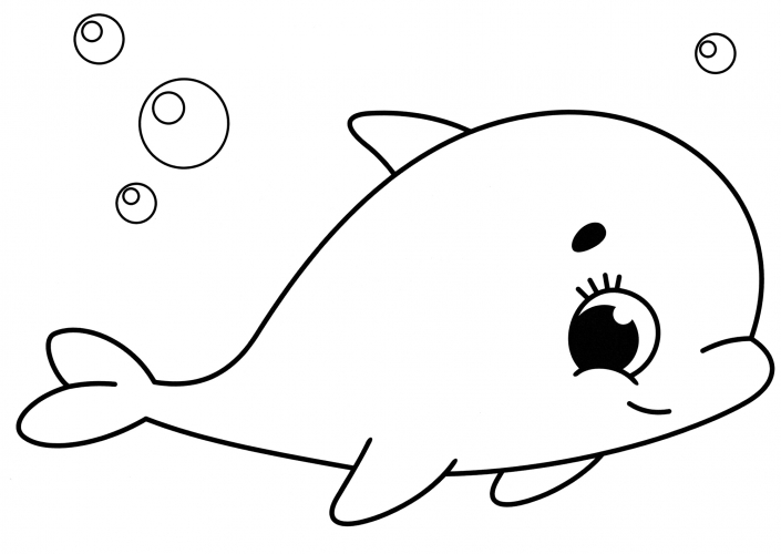 Little dolphin coloring page