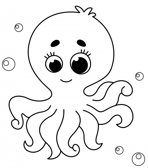 Little octopus coloring page