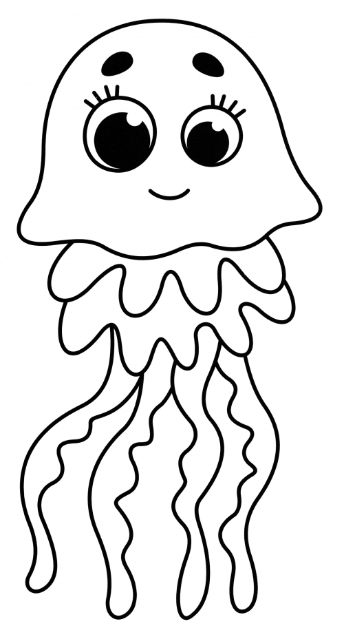 Little jellyfish coloring page