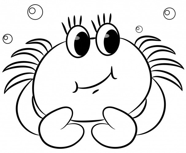 Cute crab coloring page