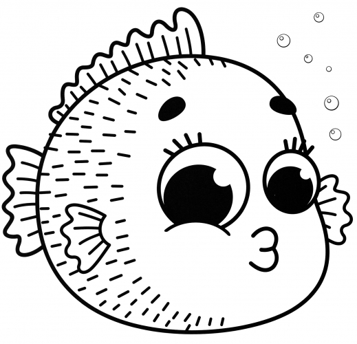 Fish with needles coloring page