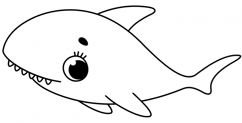 Cute shark coloring page