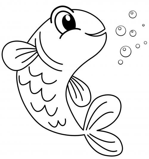 Joyful fish coloring page