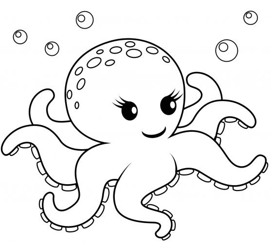 Beautiful octopus coloring page