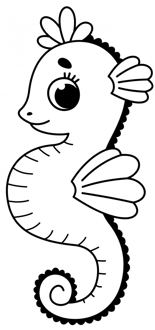 Cute seahorse coloring page