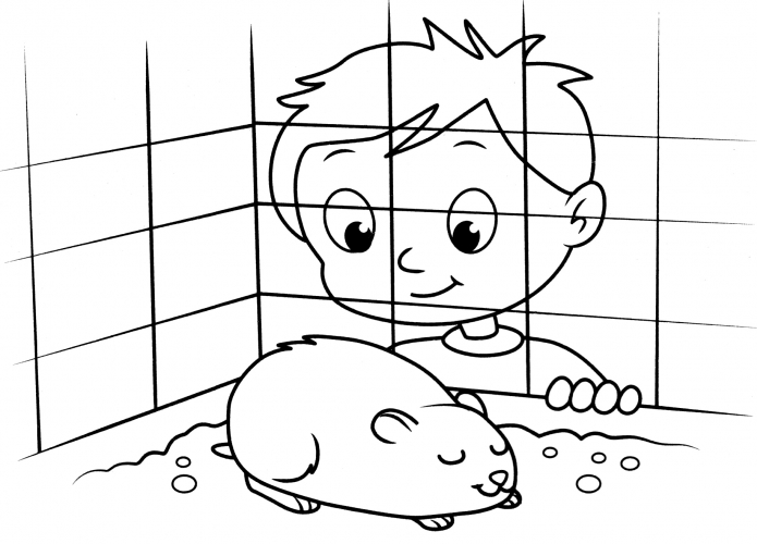 Hamster in a cage coloring page