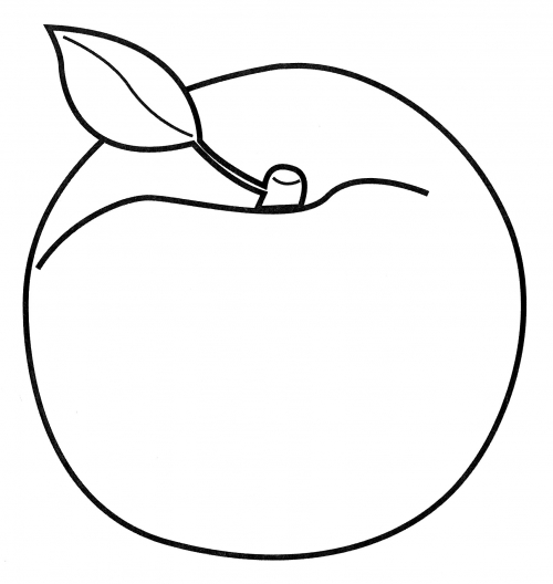 Peach with a leaf coloring page