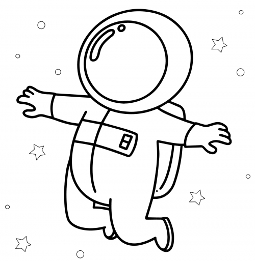 Astronaut in outer space coloring page