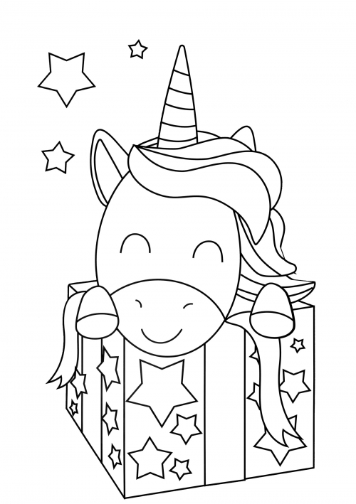 Festive unicorn coloring page