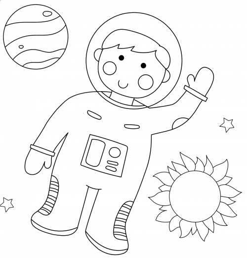 Cosmonaut sends his regards coloring page
