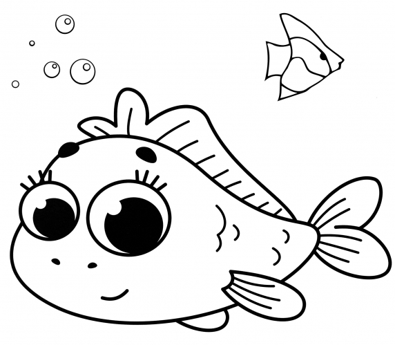 Fish with pretty eyes coloring page