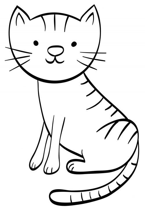 Smiling kitty coloring page