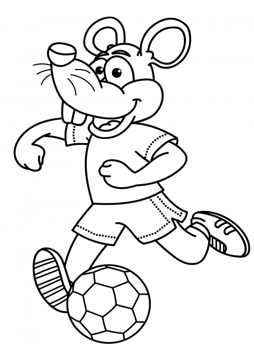 Mouse footballer coloring page