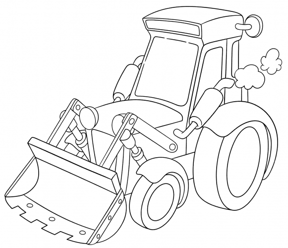 Tractor with bucket coloring page