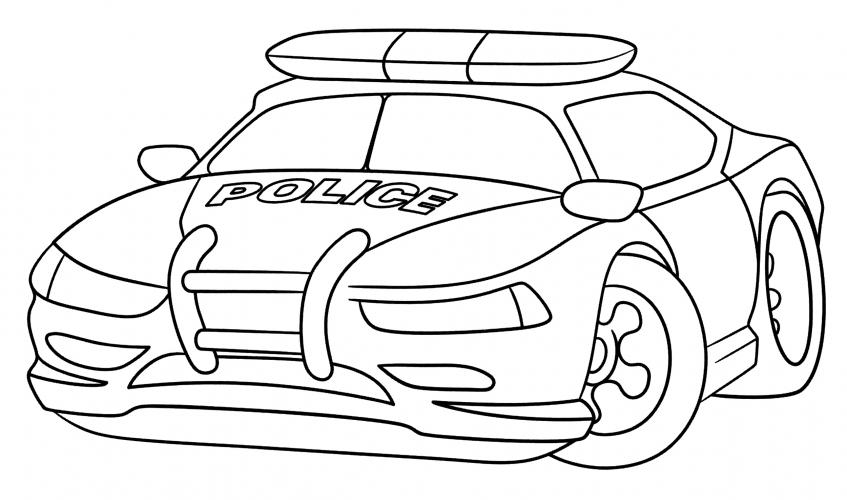 Police car with flashing lights coloring page