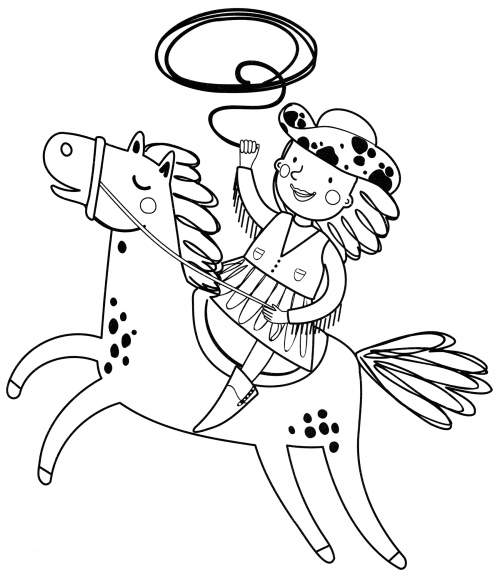 Cowgirl with a lasso coloring page