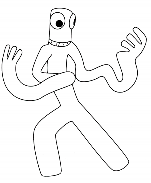 Green with long arms coloring page