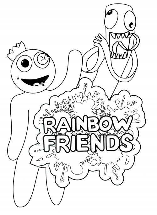 Blue and Green friends coloring page