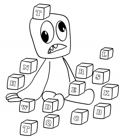 Green with the cubes coloring page