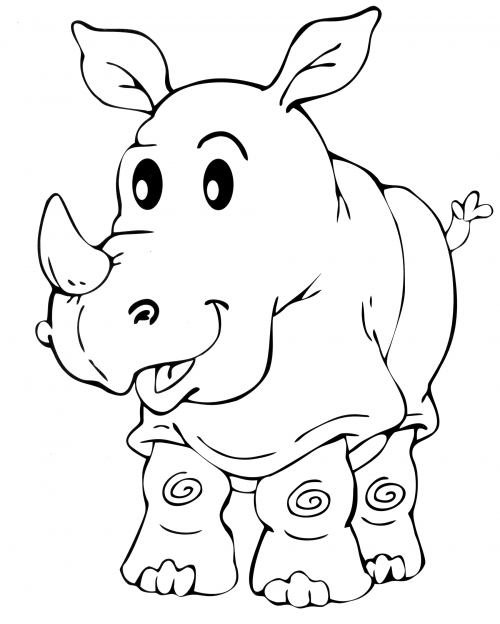 Satisfied rhinoceros coloring page
